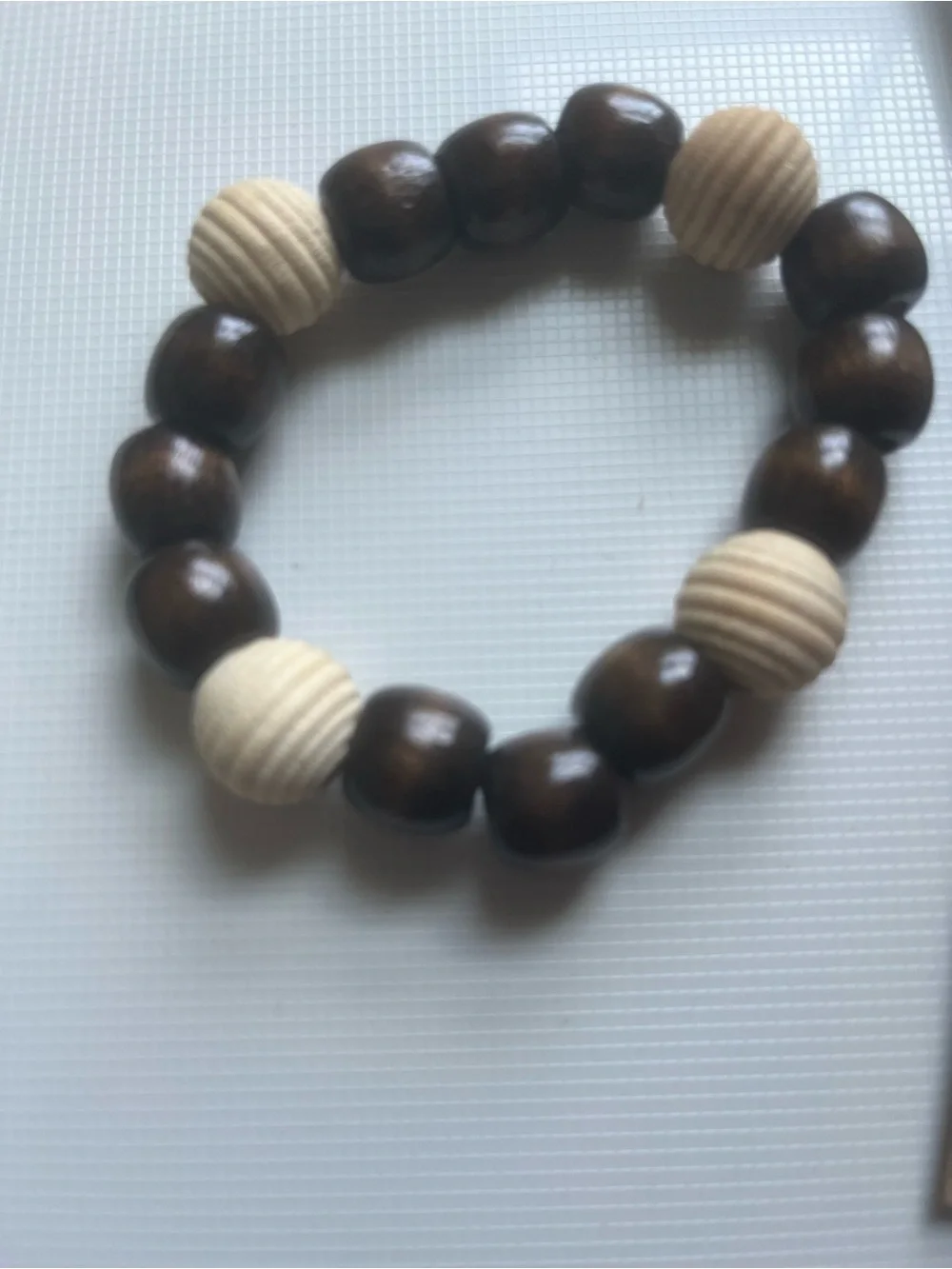 Handcrafted Brown and Cream Beaded Men’s Bracelet